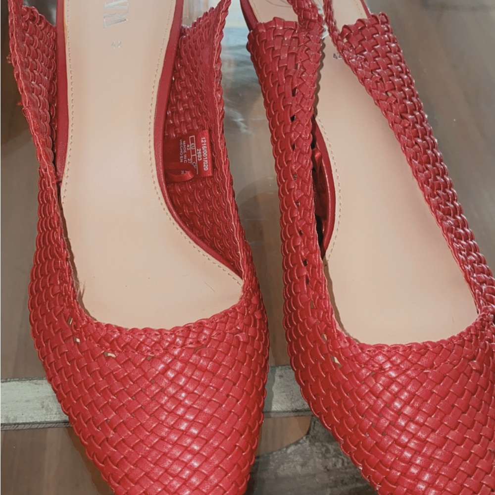 Zara Scarlet Woven Heels